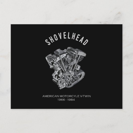 HD Motorrad Vtwin Shovelhead Motor Zeichnend Fahrr Ankündigungspostkarte (Vorderseite)