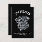 HD Motorrad Vtwin Shovelhead Motor Zeichnend Fahrr Einladung (Vorne/Hinten)