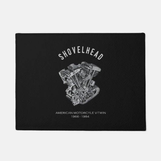 HD Motorrad Vtwin Shovelhead Motor Zeichnend Fahrr Fußmatte (Vorderseite)