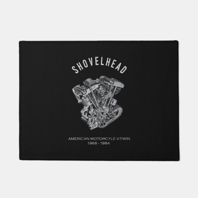 HD Motorrad Vtwin Shovelhead Motor Zeichnend Fahrr Fußmatte (Vorderseite)