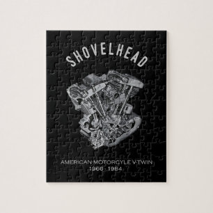 HD Motorrad Vtwin Shovelhead Motor Zeichnend Fahrr Puzzle