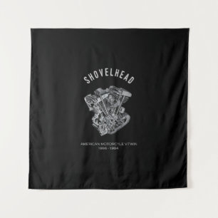 HD Motorrad Vtwin Shovelhead Motor Zeichnend Fahrr Wandteppich