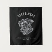 HD Motorrad Vtwin Shovelhead Motor Zeichnend Fahrr Wandteppich (Vorderseite)