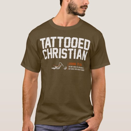 HD "tätowierter christlicher" Brown T - Shirt - (Vorderseite)