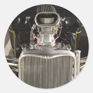 HDR Black Frisierte Auto Classic Vintag Big Motor Runder Aufkleber