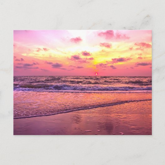 HDR-Captivating Beach Sunset Postcard Postkarte (Vorderseite)