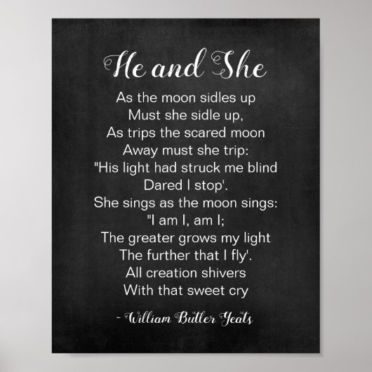 He and She Poem Black and White Poster (Vorne)