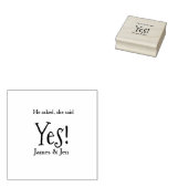 He asked she said yes engagement party name simple gummistempel (Stempel)