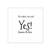 He asked she said yes engagement party name simple gummistempel (Prägung)