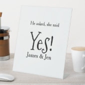 He asked she said yes engagement party name simple sockelschild (In Situ)