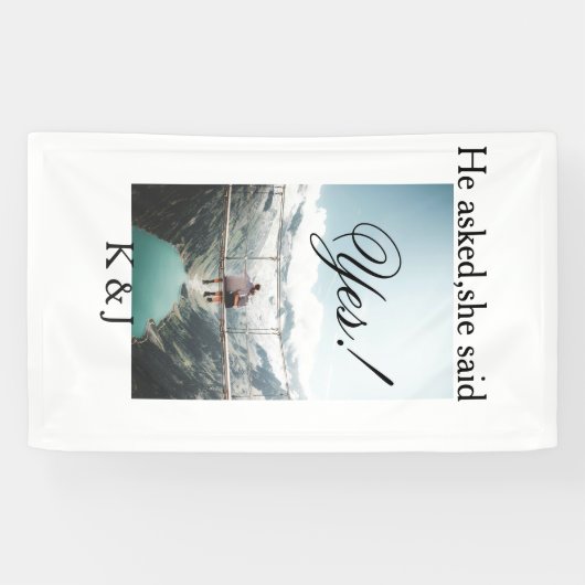 He asked she said yes engagement photo name stylis banner (Horizontal)