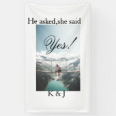 He asked she said yes engagement photo name stylis banner (Vertikal)