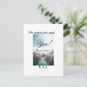 He asked she said yes engagement photo name stylis postkarte (Stehend Vorderseite)