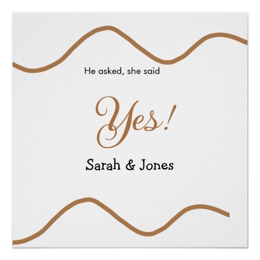 He asked she said yes engagement simple minimal poster (Vorderseite)