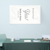 He asked she said yes engagement simple silver dat banner (Messeveranstaltung)