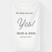 He asked she said yes engagement simple silver dat banner (Vertikal)