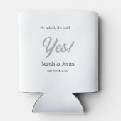 He asked she said yes engagement simple silver dat dosenkühler (Rückseite)