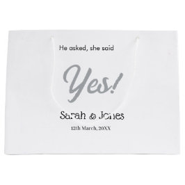 He asked she said yes engagement simple silver dat große geschenktüte