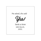 He asked she said yes engagement simple silver dat gummistempel (Prägung)