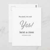 He asked she said yes engagement simple silver dat postkarte (Vorne/Hinten)