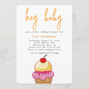 He Baby-orange Duschen-Einladung Einladung