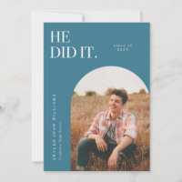 HE DID IT NEON BLUE ARCH GRADUIERUNG ANNOUNCEMENT
