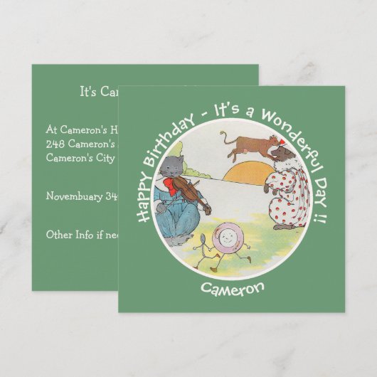 He Diddle Diddle Birthday Party Collection Einladung (Vorne/Hinten)