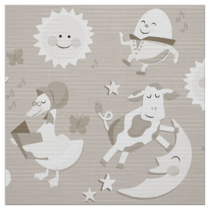 He Diddle Diddle Kinderzimmer-Reim-Beige-Gewebe Stoff
