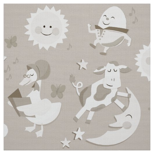 He Diddle Diddle Kinderzimmer-Reim-Beige-Gewebe Stoff (Muster)