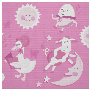 He Diddle Diddle Kinderzimmer-Reim-Rosa-Gewebe Stoff