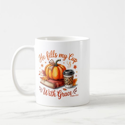 He Fills My Cup With Grace Fall Coffee Pumpkin Chr Kaffeetasse (Links)