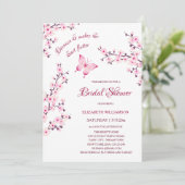 He Gives Her Butterflies | Sakura Bridal Shower Einladung (Stehend Vorderseite)