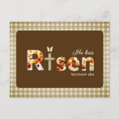 He has Risen Bible Verse Cross Religious Easter  Postkarte (Vorderseite)