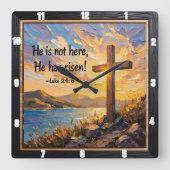 He Has Risen: Easter Dawn Quadratische Wanduhr (Vorderseite)