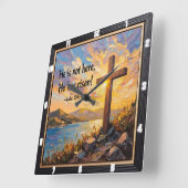 He Has Risen: Easter Dawn Quadratische Wanduhr (Winkel)