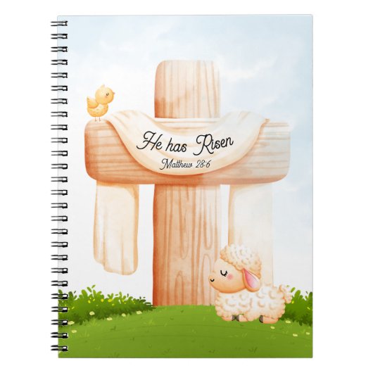 He has Risen Matthew 28:6 Easter Cross and Lamb Notizblock (Vorderseite)