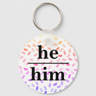 He him pastel rainbow sprinkles pronoun keychain schlüsselanhänger