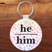 He him pastel rainbow sprinkles pronoun keychain schlüsselanhänger (Vorderseite)