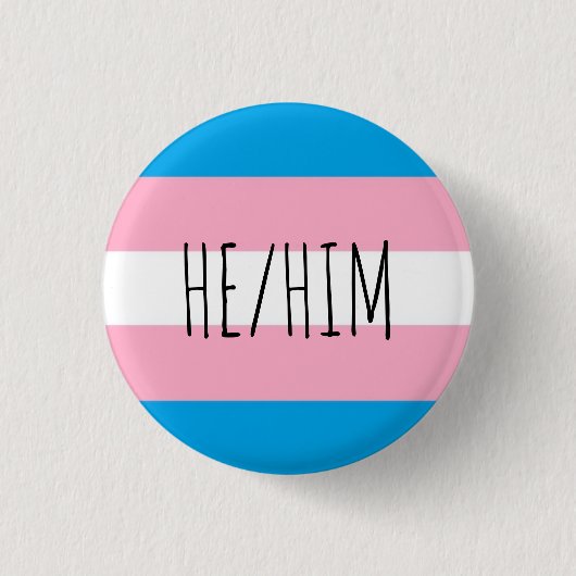 he/him Pronomentransport-Stolzflagge Button (Vorderseite)