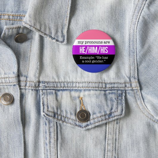 He/Him Pronomina - Genderfluid Flagge Button (Beispiel)