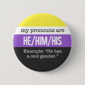 He/Him Pronomina - Nonbinary Flagge Button (Vorderseite)