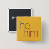 He him Pronoun Pin Button (Vorne & Hinten)