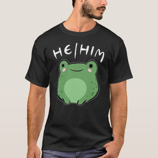 He Him Pronouns Frog Cute LGBT Queer Aesthetic T-Shirt (Vorderseite)