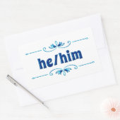 He Him Shades of Blue Filigree Rechteckiger Aufkleber (Umschlag)