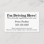 He! Ich fahre hier! Visitenkarte (Vorderseite)