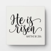 He is Risen Bible Verse Ivory Inspirational Fotoplatte (Vorderseite)
