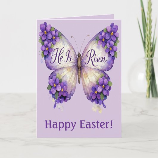 He Is Risen Butterfly Easter Card Karte (Vorderseite)