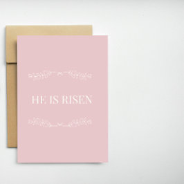 He Is Risen Christian Easter Card – Soft Pink Feiertagskarte