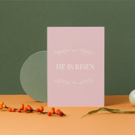 He Is Risen Christian Easter Card – Soft Pink Feiertagskarte