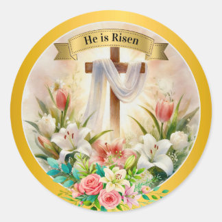 He is Risen Christian - Religious Easter  Runder Aufkleber